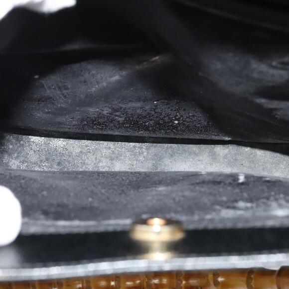 GUCCI Bamboo Hand Bag Leather Black Gold 002 002 - Picture 15 of 16